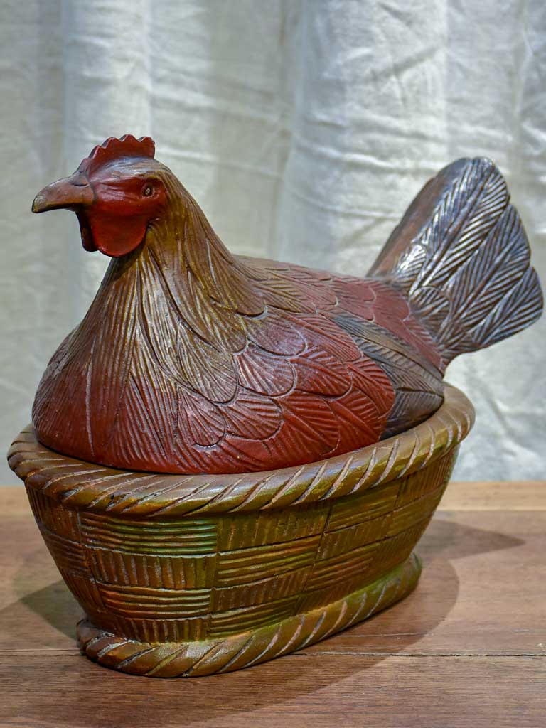 French folk art - wooden sculpture of a chicken