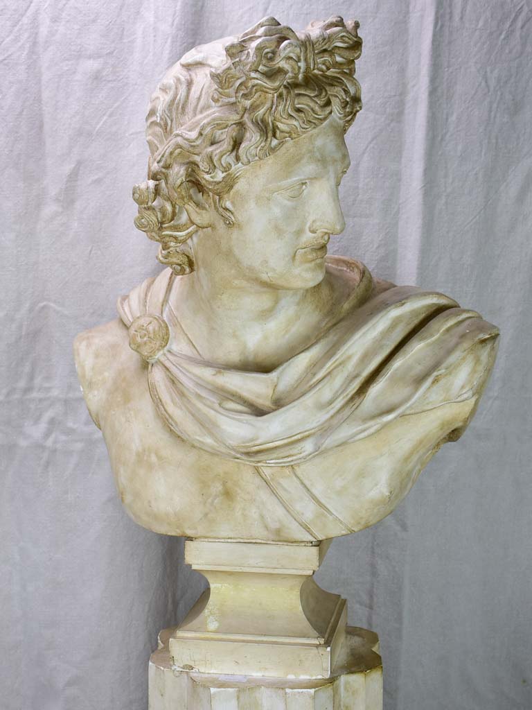 Large early 20th Century French plaster sculpture on a pedestal