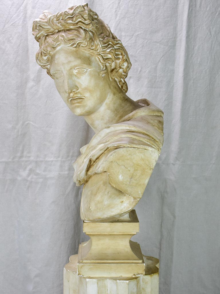 Large early 20th Century French plaster sculpture on a pedestal