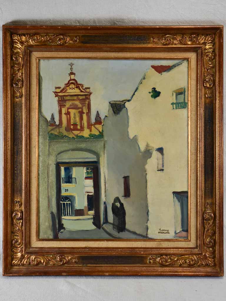 Urban landscape in Seville by Yvonne Mariotte (1909 - ?) - oil on canvas 25½" x 29¼"