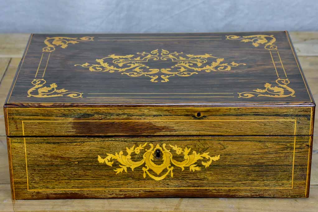 Antique French marquetry storage box