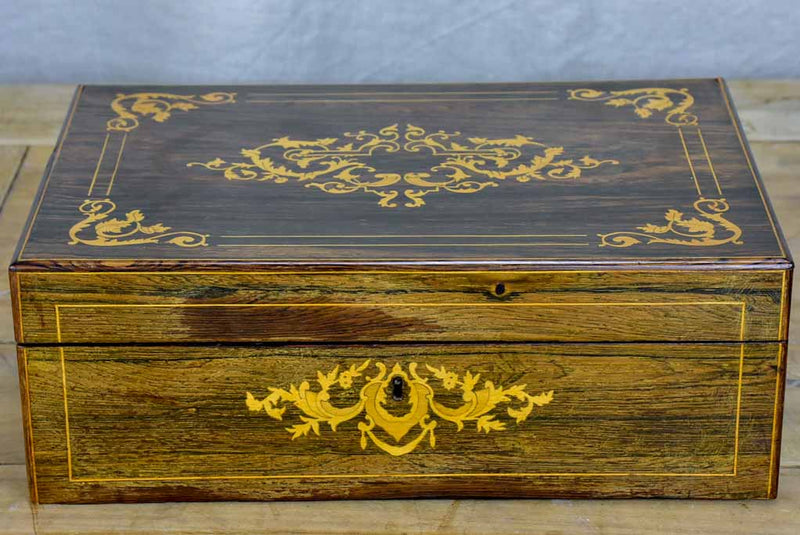 Antique French marquetry storage box