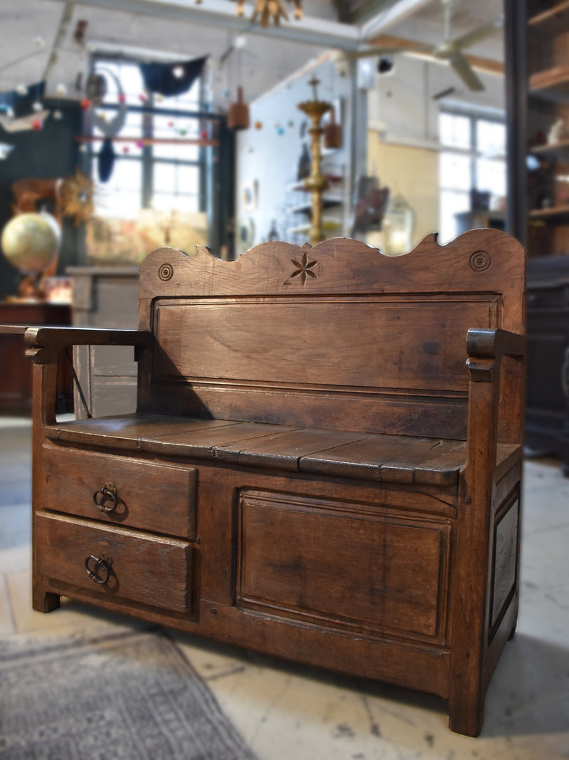Early 19th century chestnut bench seat