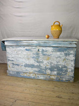 Rare antique French baker's counter with marble top and original patina 63" x 63" x 35½"
