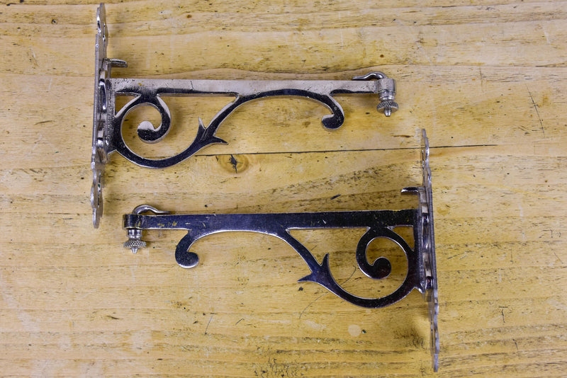 Small pair of antique French wall brackets for glass shelves