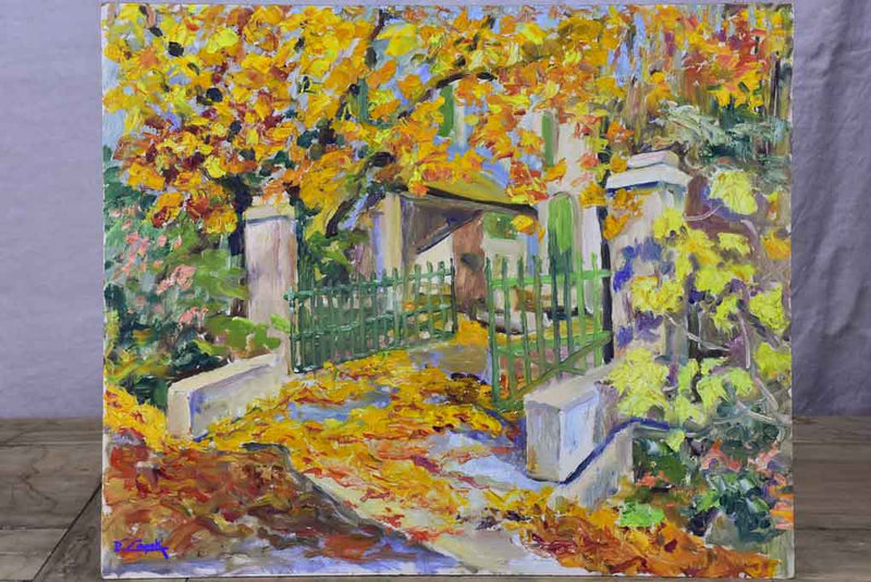 Mid century painting 'l'automne au mas' - Capek Pierre Jean 21¾" x 18"