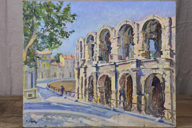 Mid century painting of the Arles arena - Capek Pierre Jean 25½" x 21¼"