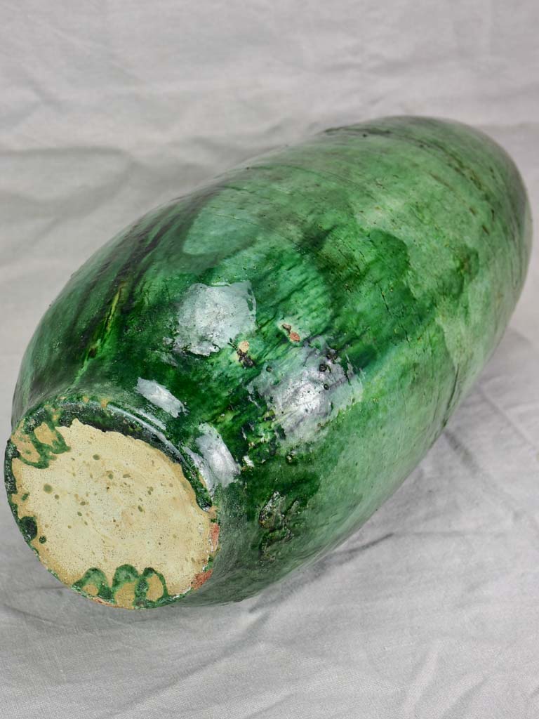 Very large French vintage pot with green glaze 24¾"