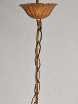 Pendant light - amber glass ball with lily of the valley décor