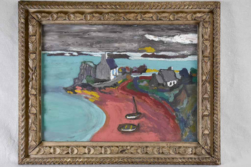 Brittany seascape by an Unknown artist oil on cardboard - circa 1900's - 25¼" x 30¾"