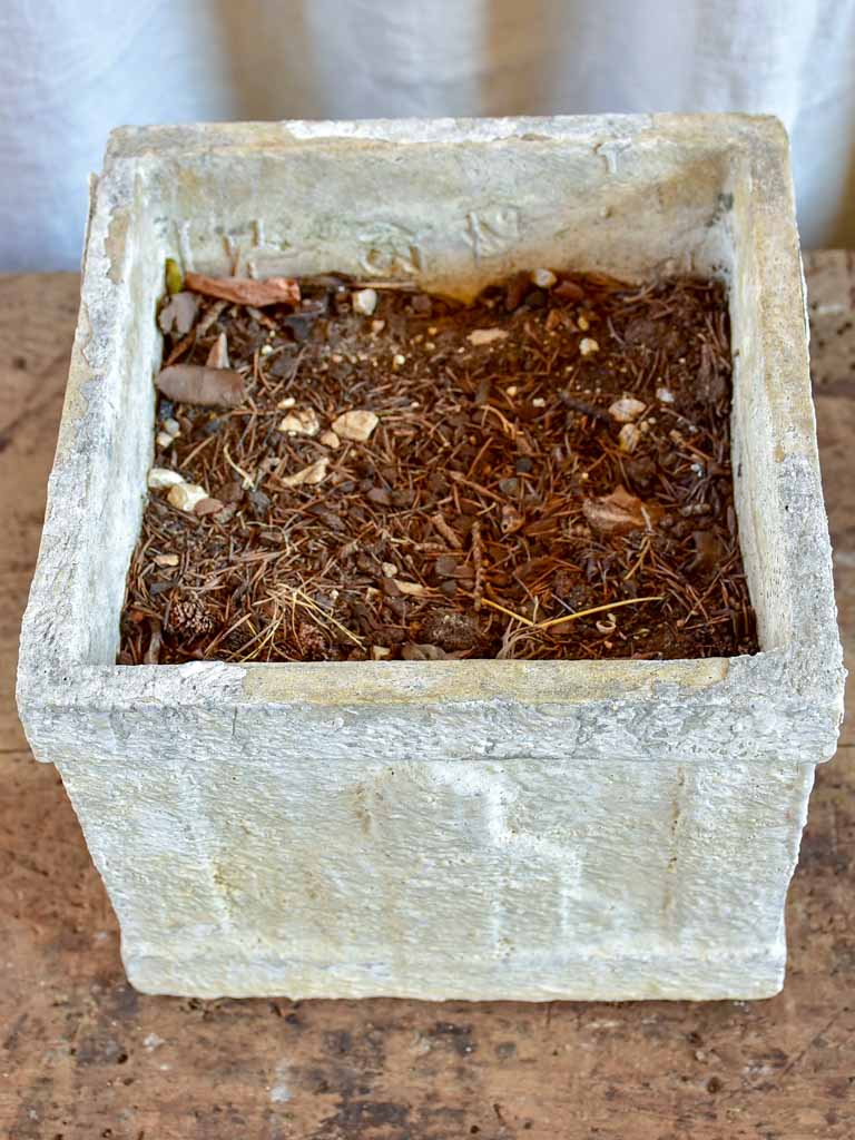 Square vintage garden planter on pedestal
