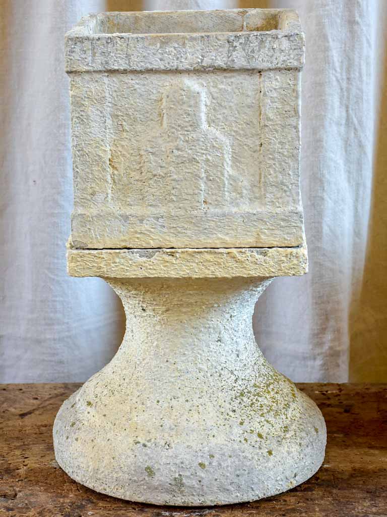Square vintage garden planter on pedestal