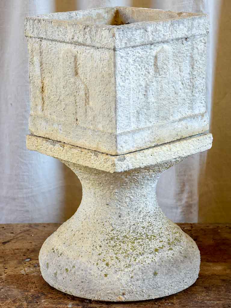 Square vintage garden planter on pedestal