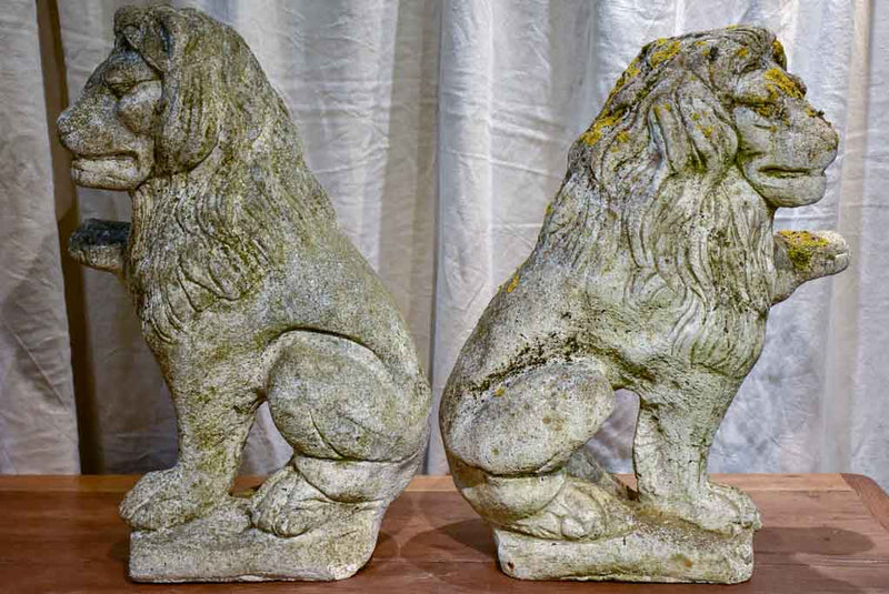 Pair of vintage French garden lions