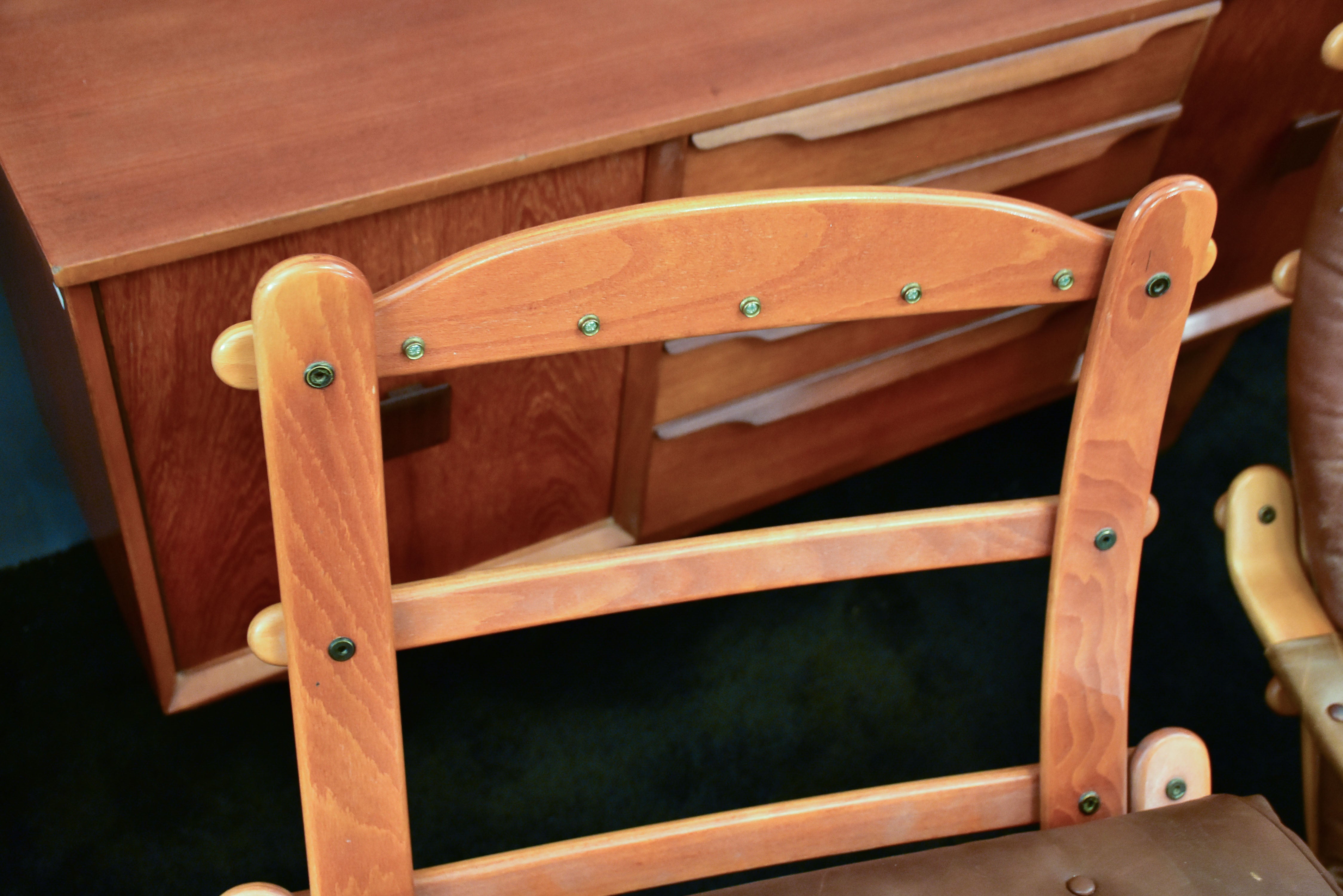 Pair of G mobel armchairs and foot rest