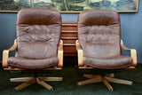 Pair of G mobel armchairs and foot rest