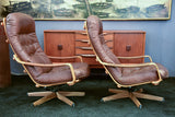 Pair of G mobel armchairs and foot rest