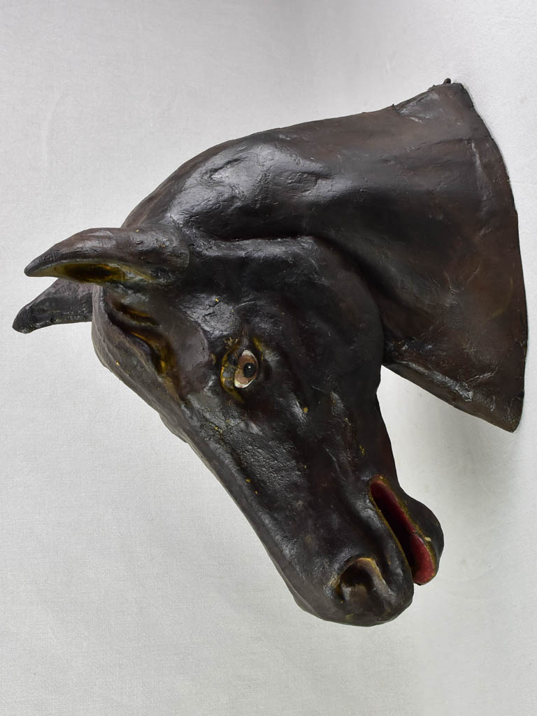 Antique French papier mâché sculpture of a horse head 28"