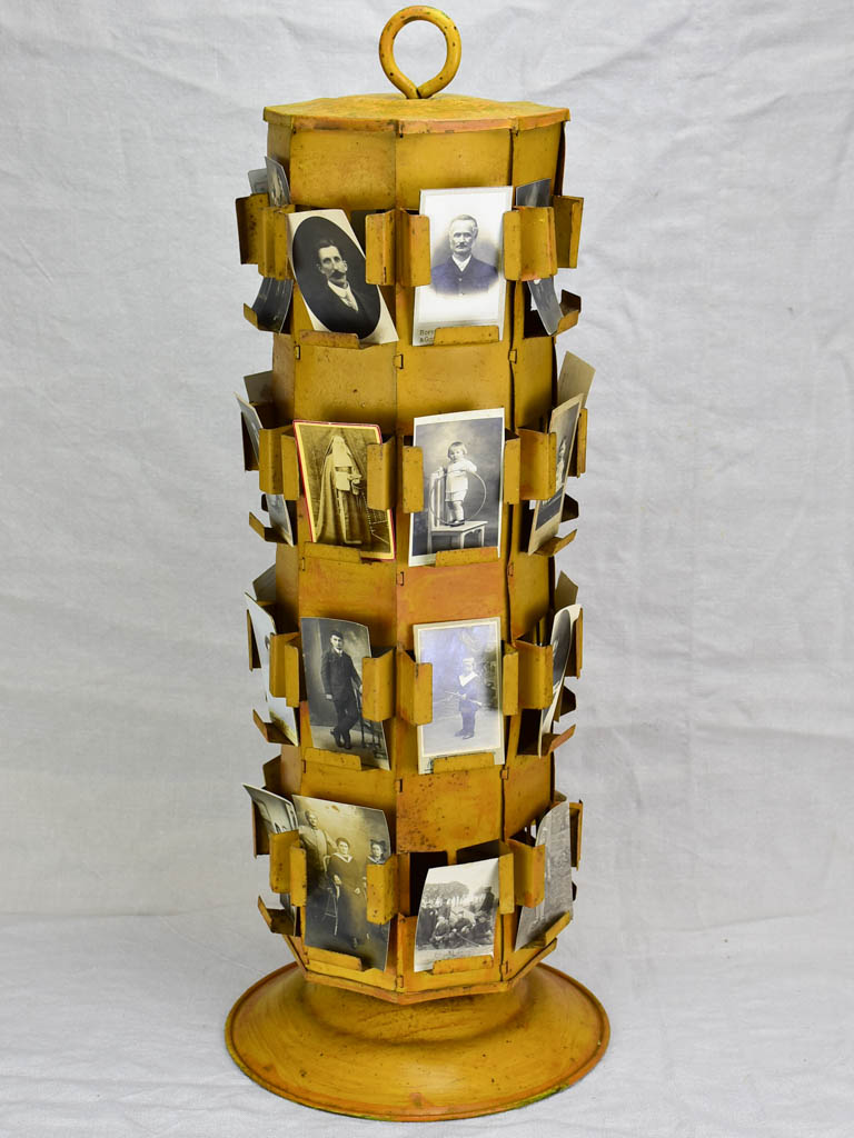 Mid century seed display with yellow patina 29½"
