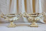 Pair of antique French Medici urns with handles