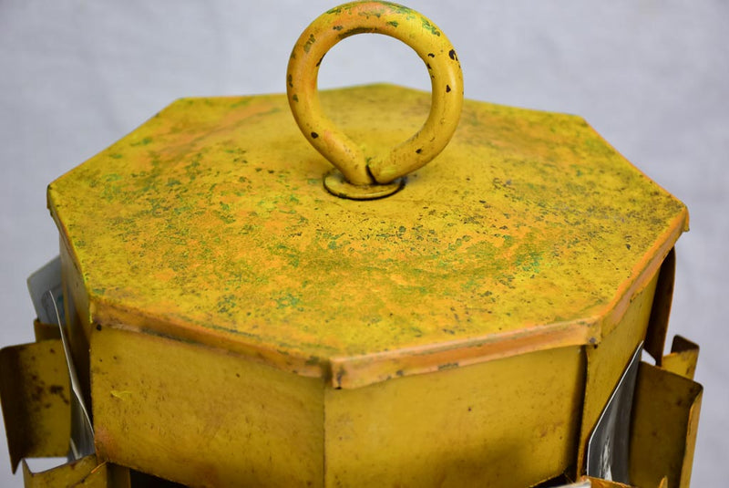 Mid century seed display with yellow patina 29½"