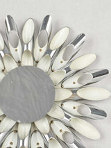 1970s sunburst mirror / wall sconce - silver 20"