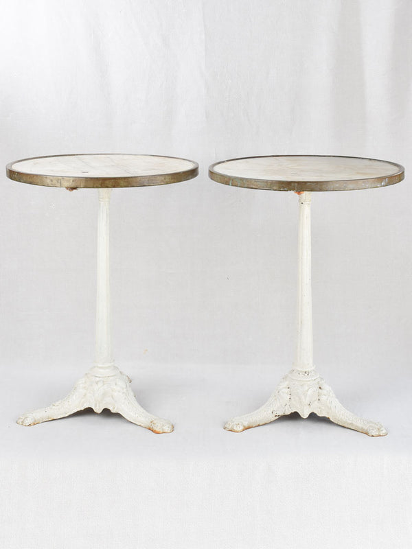 Pair of antique bistro tables w/ marble