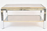 Small Willy Rizzo coffee table - smokey glass with shelf 19¾" x 31½"