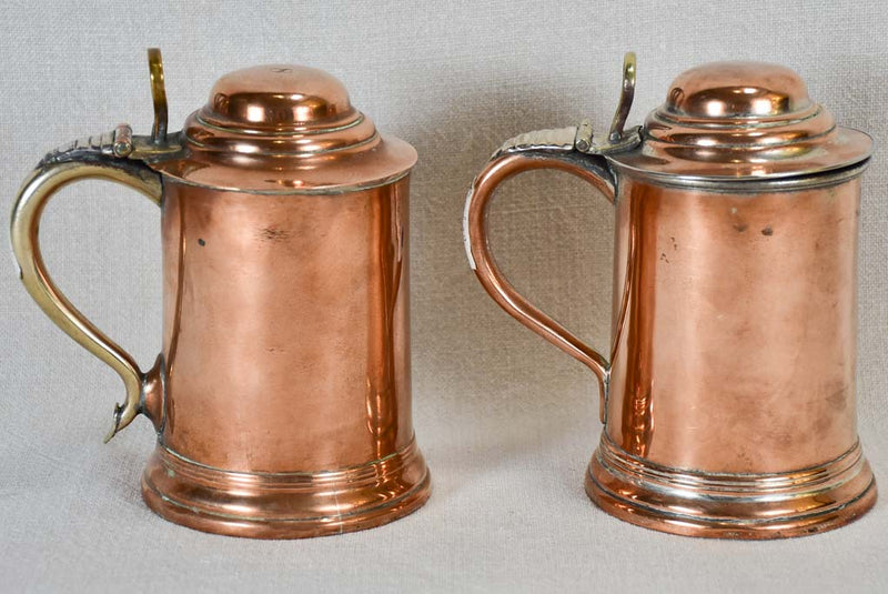 Pair of 18th century German copper chope beer glasses