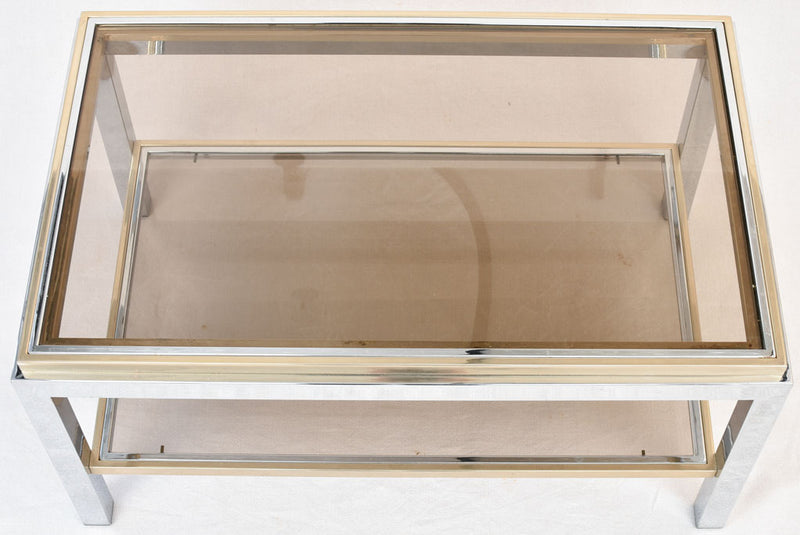 Small Willy Rizzo coffee table - smokey glass with shelf 19¾" x 31½"
