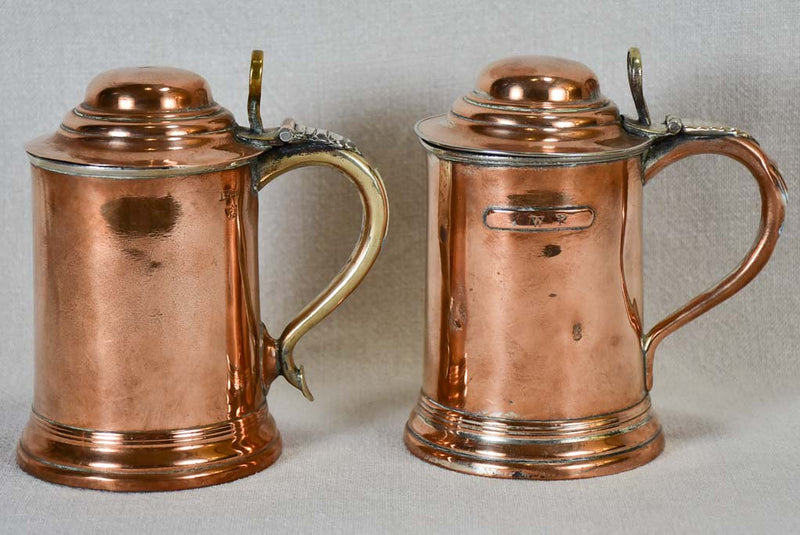 Pair of 18th century German copper chope beer glasses