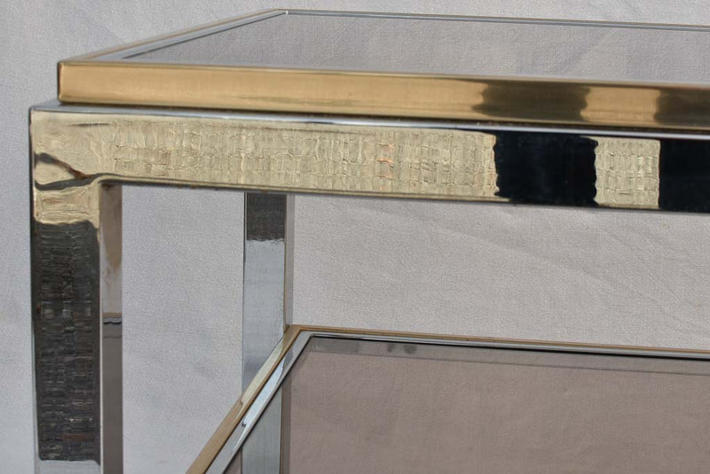 Small Willy Rizzo coffee table - smokey glass with shelf 19¾" x 31½"