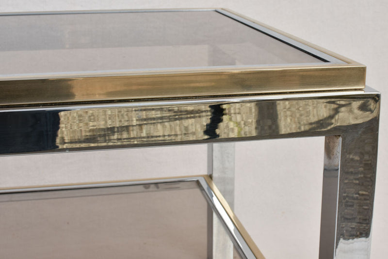 Small Willy Rizzo coffee table - smokey glass with shelf 19¾" x 31½"