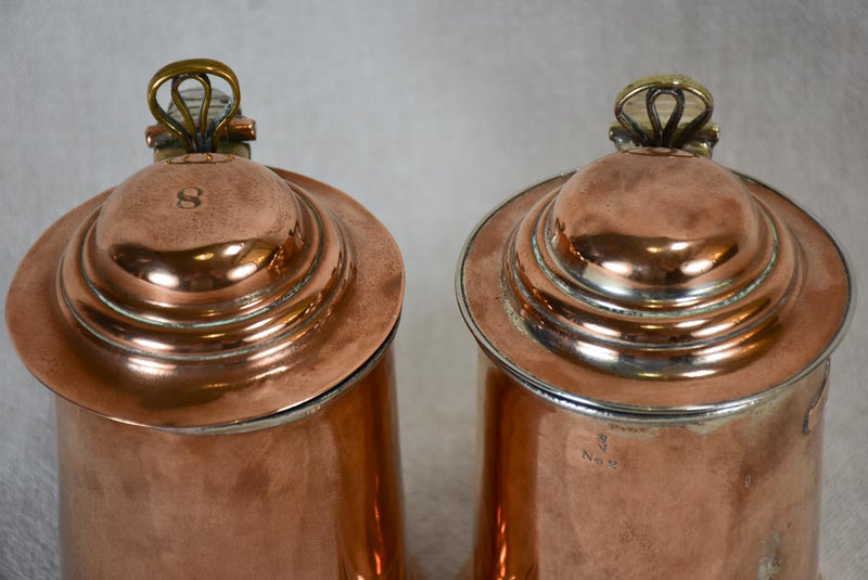 Pair of 18th century German copper chope beer glasses