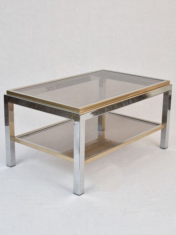 Small Willy Rizzo coffee table - smokey glass with shelf 19¾" x 31½"