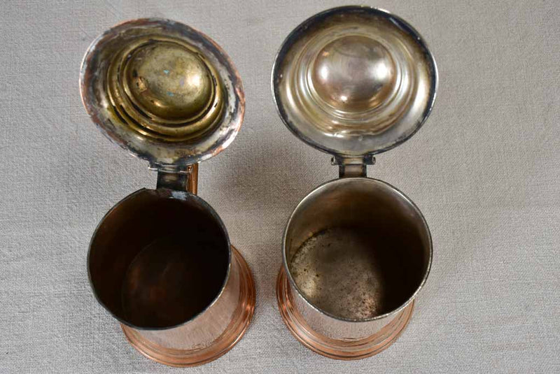 Pair of 18th century German copper chope beer glasses