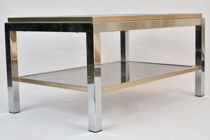 Small Willy Rizzo coffee table - smokey glass with shelf 19¾" x 31½"