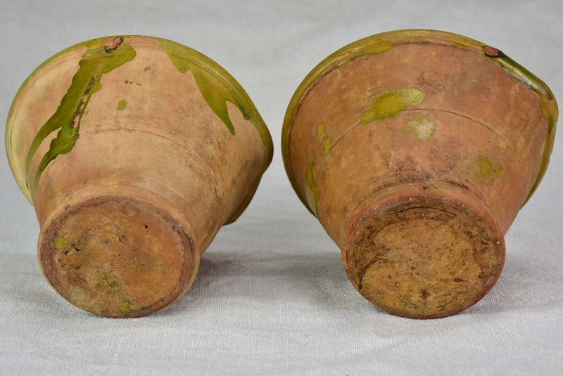 Pair of clay kitchen mortars / mixing pots with beaks
