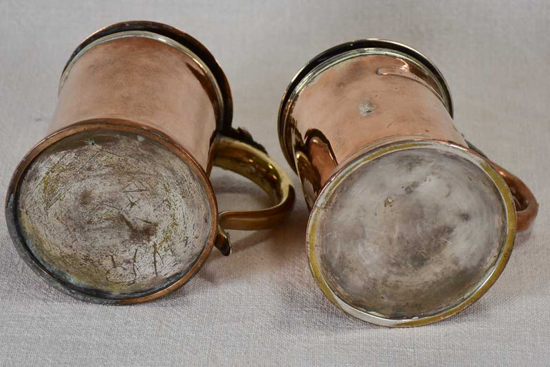 Pair of 18th century German copper chope beer glasses