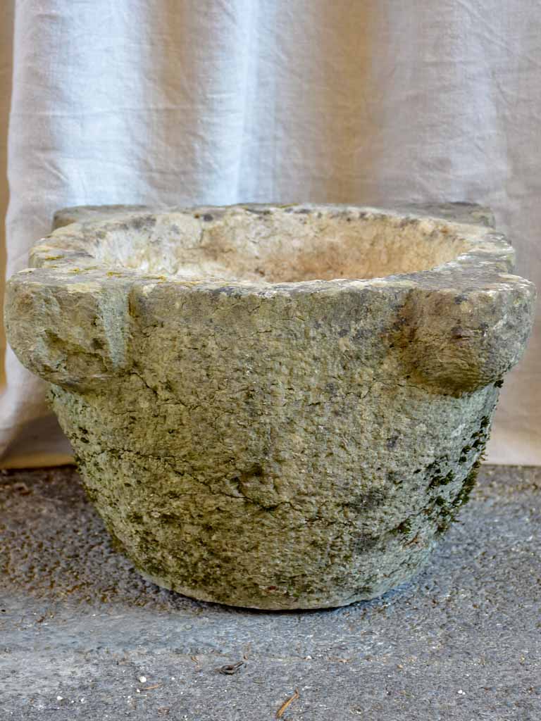 Very large antique French stone mortar