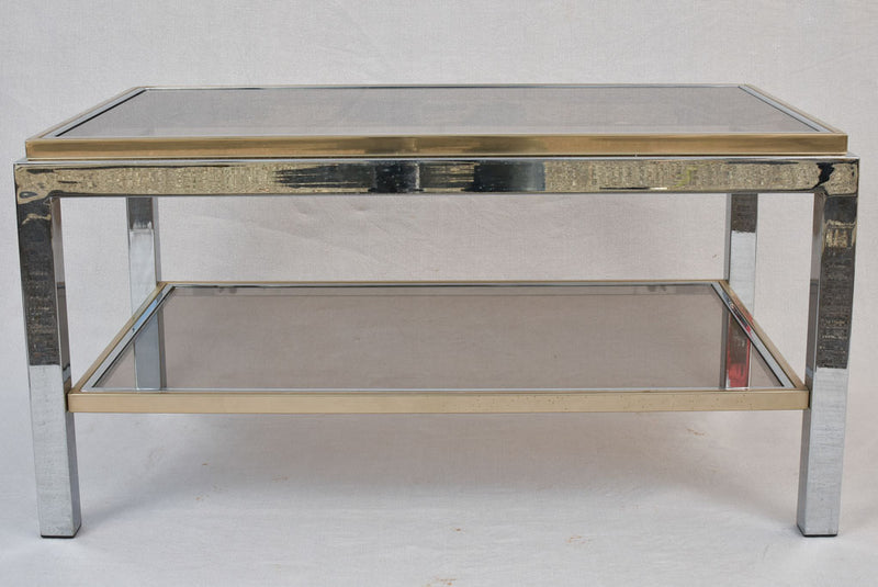 Small Willy Rizzo coffee table - smokey glass with shelf 19¾" x 31½"