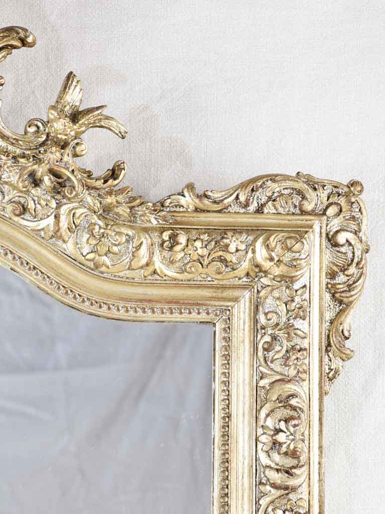 Large Napoleon III silver mirror w/ angel crest 63" x 37"