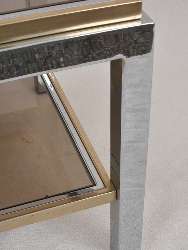 Small Willy Rizzo coffee table - smokey glass with shelf 19¾" x 31½"