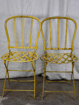 Pair of antique French folding garden chairs - wrought iron