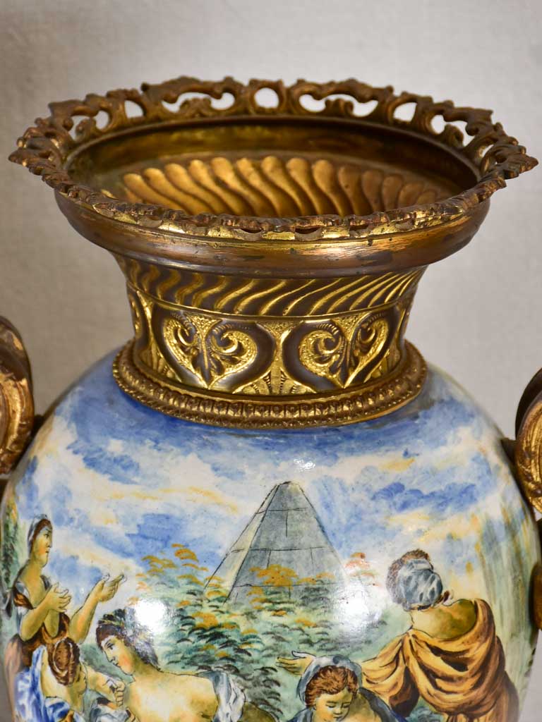 Hand-Painted Earthenware Bronze Oil Lamps