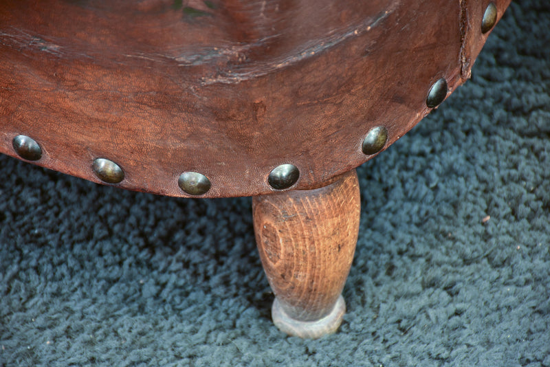 Antique French leather club chair