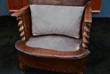 Antique French leather club chair
