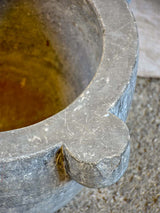 Very large antique French grey marble mortar