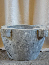 Very large antique French grey marble mortar
