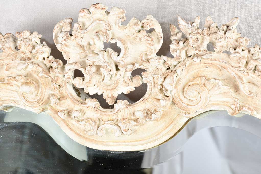 Large Napoleon III mirror with white patina 61½" x 38¼"